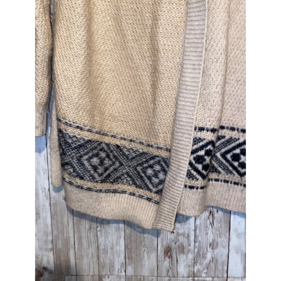 Women's Gap open Cardigan Blazer Sweater Boho Aztec Size Large Wool Blend Cream - Picture 5 of 9